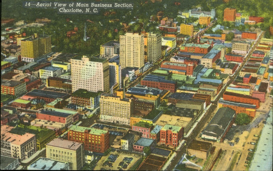 Aerial View of Main Business Section, Charlotte, N. C.